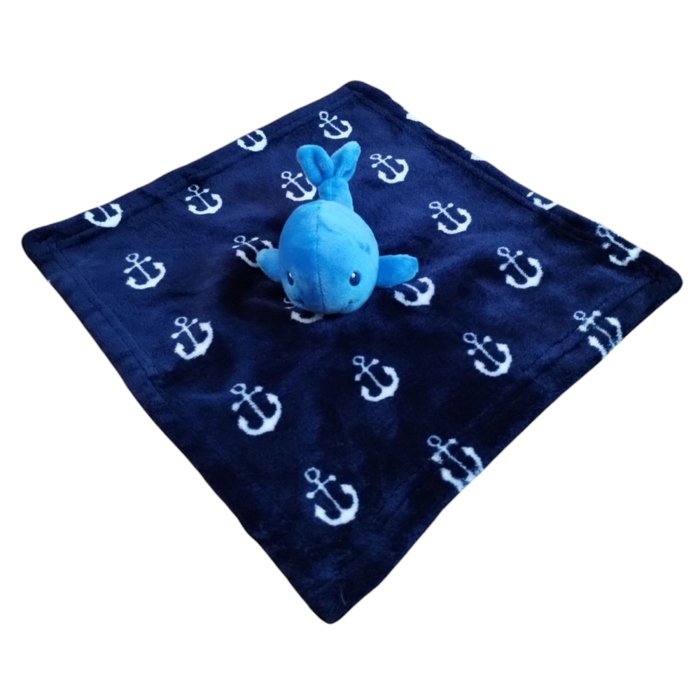 Blue Whale Lovey Security  Blanket Plush HB Hudson Anchors Nautical Whimsical